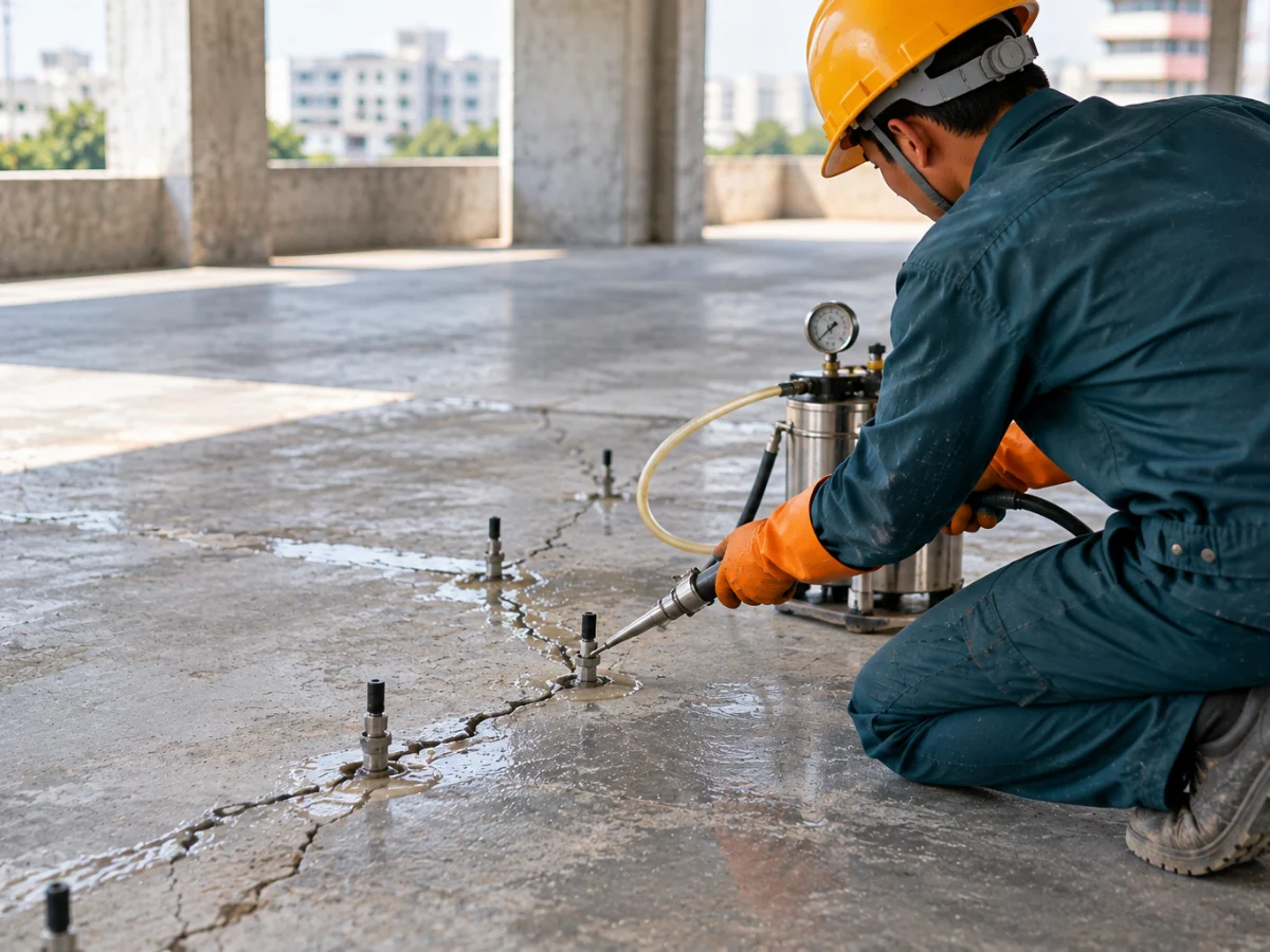 Xử lý vết nứt, bơm keo PU